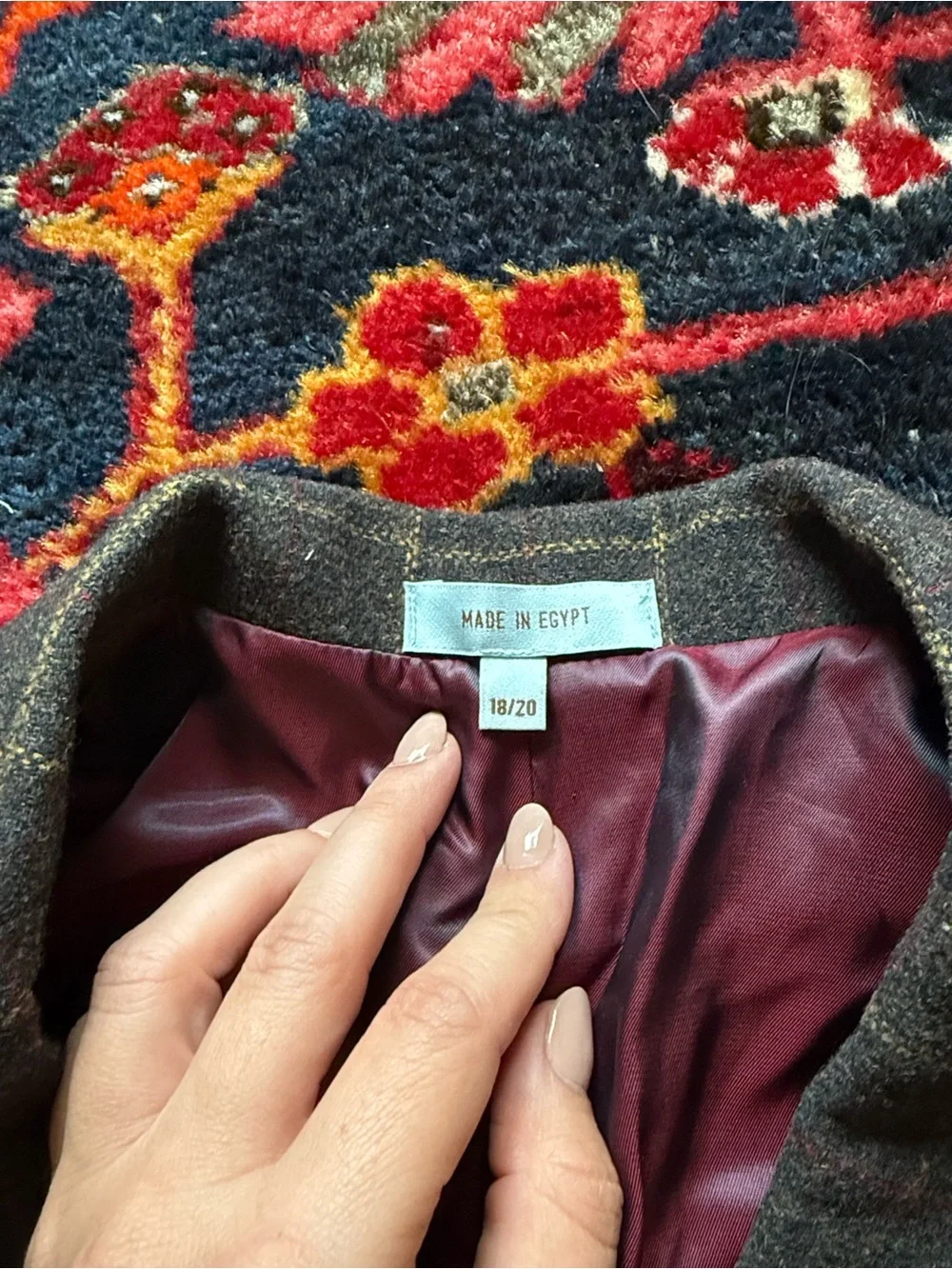 Kids Wool Blend Windowpane Sport Coat - Brown, size 18/20.